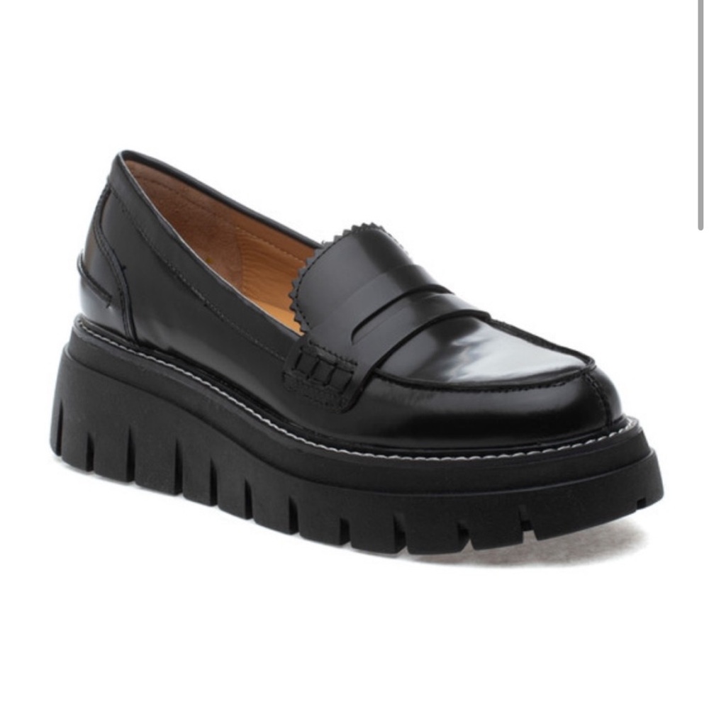 NWT J/SLIDES TYLER Black Leather Platform Penny Loafer - Picture 2 of 16